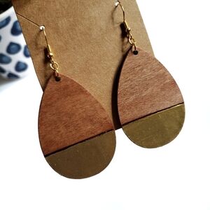 Boho Wooden Teardrop Earrings‎